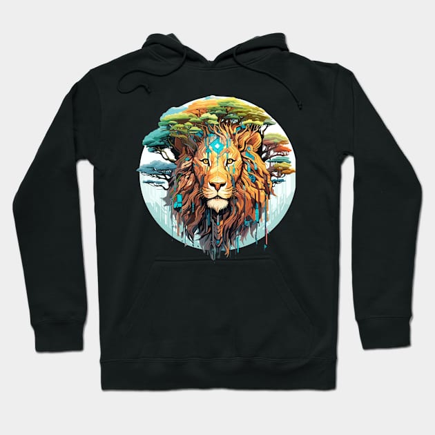 Lion Animal Freedom World Wildlife Wonder Abstract Hoodie by Cubebox